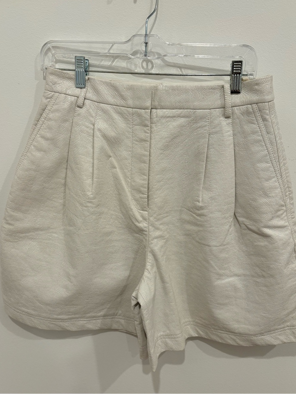 Tibi Faux Leather Faux Snakeskin High Waisted Short Off White Y2K Womens 8